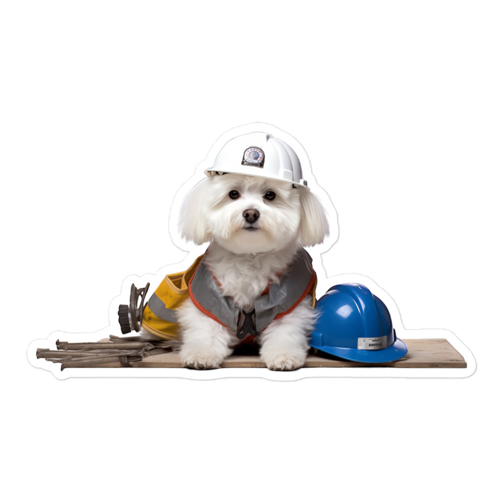 Bichon Frise Contractor Sticker - Stickerfy.ai