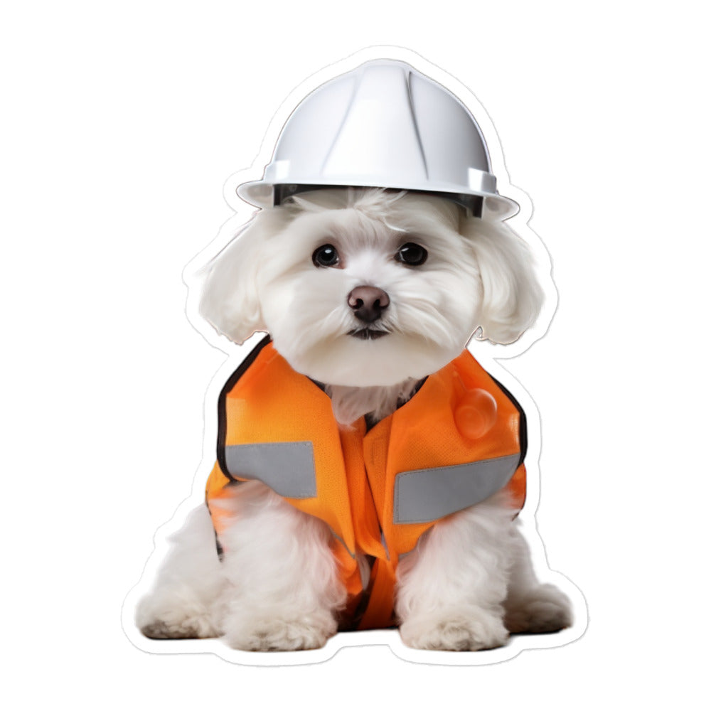 Bichon Frise Contractor Sticker - Stickerfy.ai