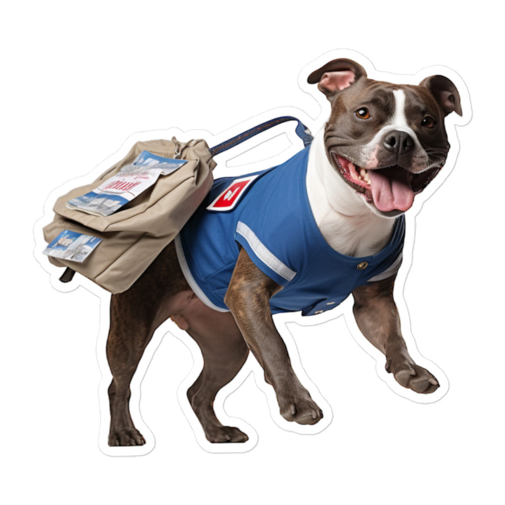 American Staffordshire Terrier Mail Carrier Sticker - Stickerfy.ai