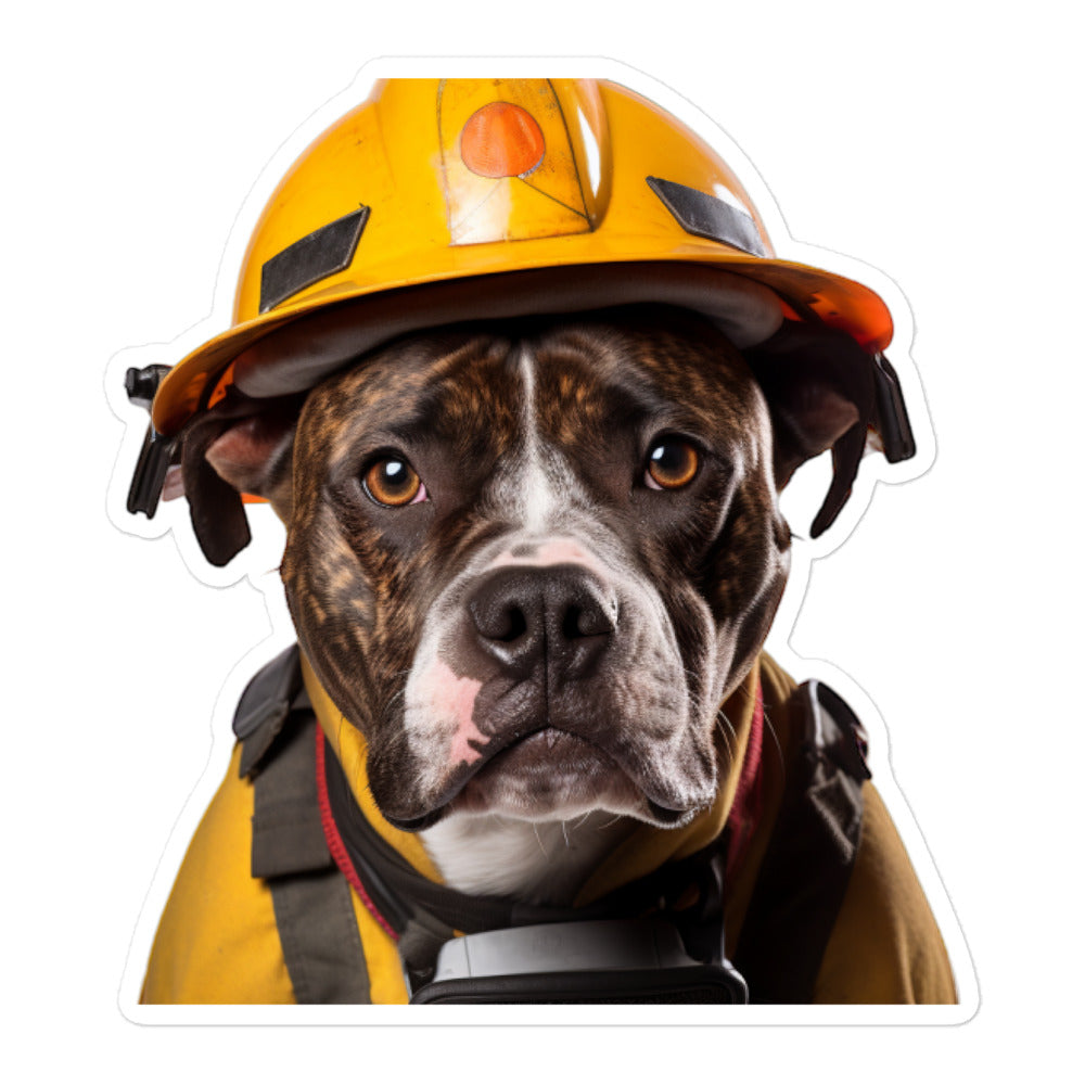 American Staffordshire Terrier Firefighter Sticker - Stickerfy.ai