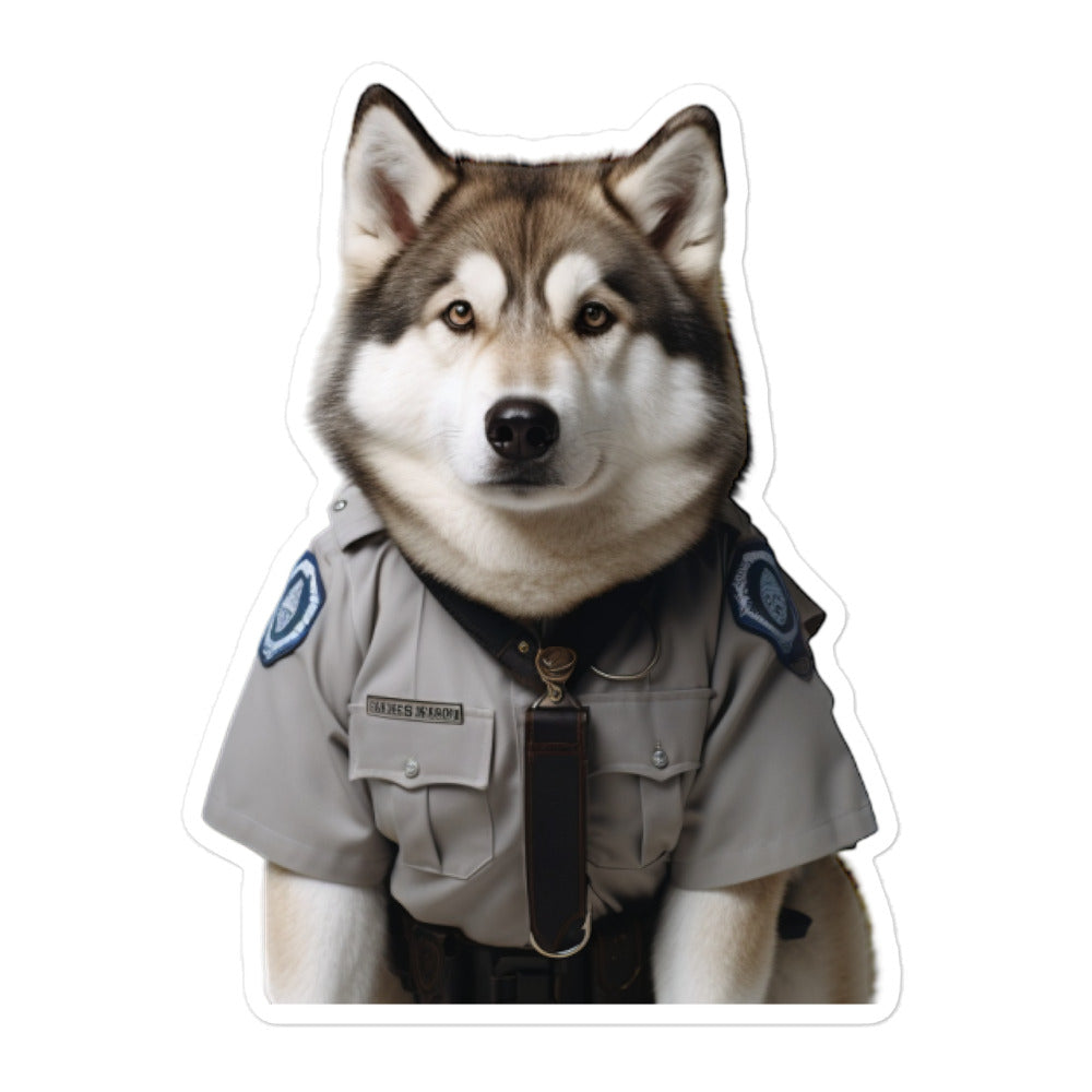 Alaskan Malamute Security Officer Sticker - Stickerfy.ai