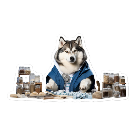 Alaskan Malamute Pharmacist Sticker - Stickerfy.ai