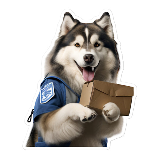 Alaskan Malamute Mail Carrier Sticker - Stickerfy.ai