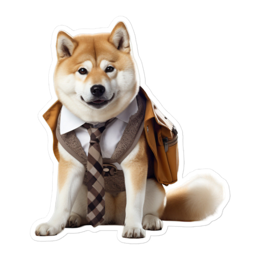 Akita Student Sticker - Stickerfy.ai