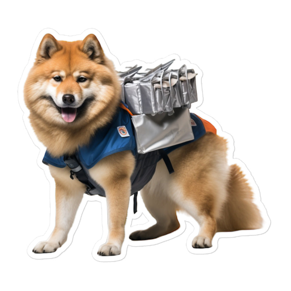 Akita Mail Carrier Sticker - Stickerfy.ai