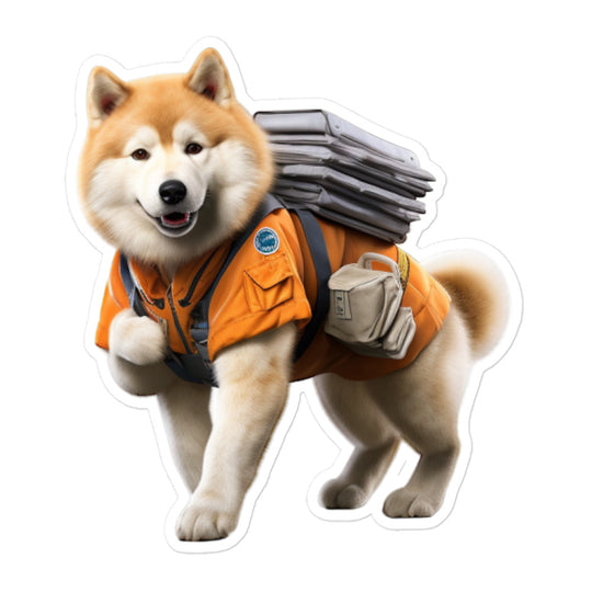 Akita Mail Carrier Sticker - Stickerfy.ai