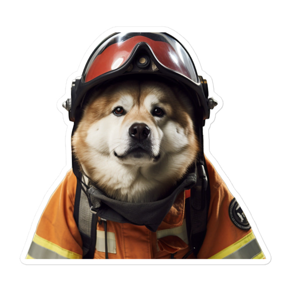 Akita Firefighter Sticker - Stickerfy.ai