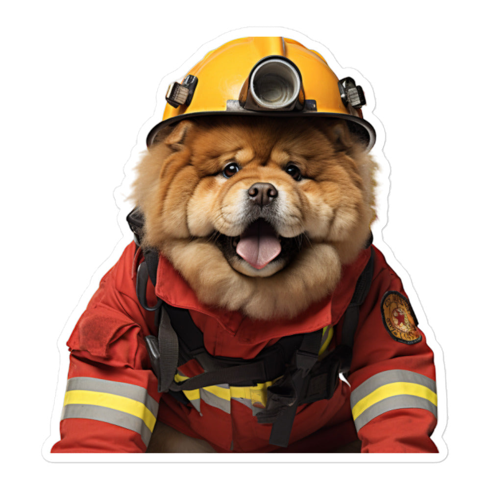 Chow Chow Firefighter Sticker - Stickerfy.ai