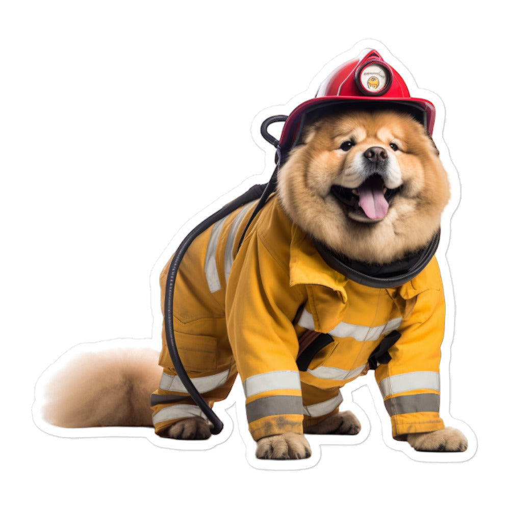 Chow Chow Firefighter Sticker - Stickerfy.ai