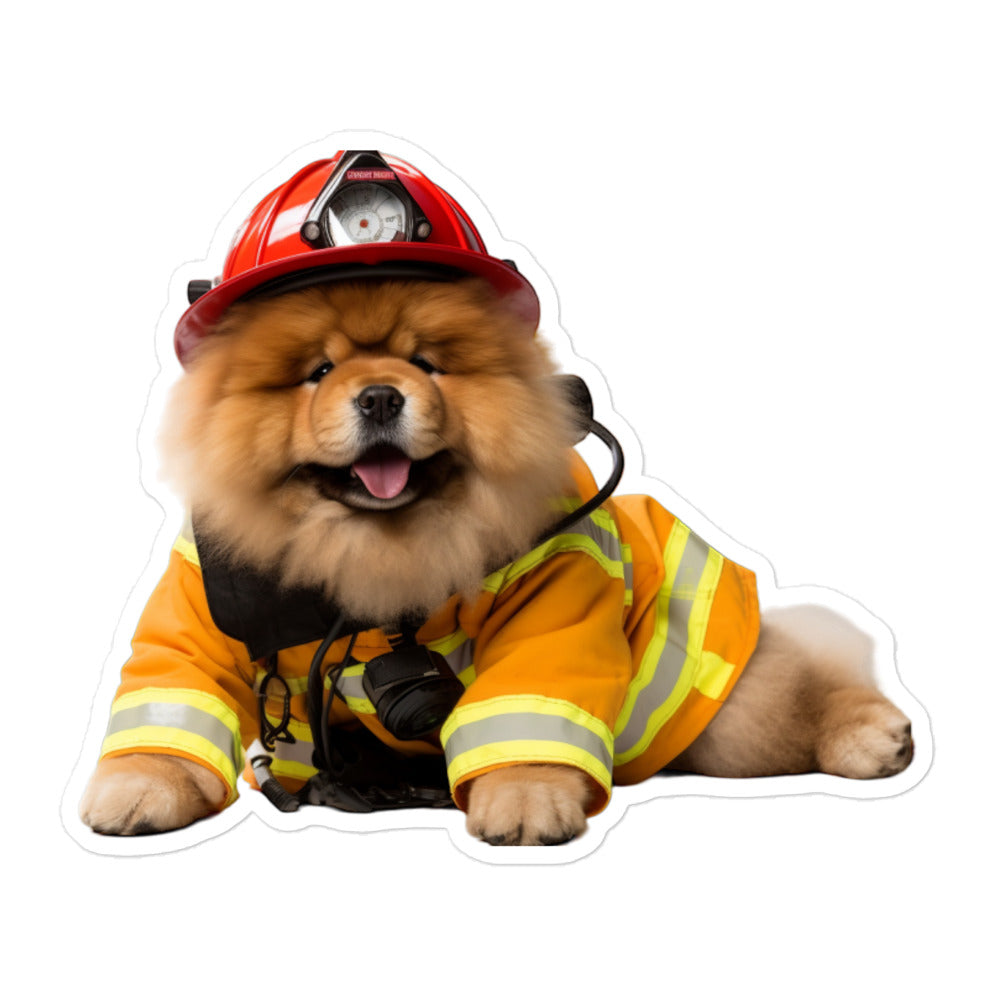 Chow Chow Firefighter Sticker - Stickerfy.ai