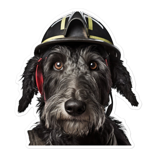 Scottish Deerhound Firefighter Sticker - Stickerfy.ai