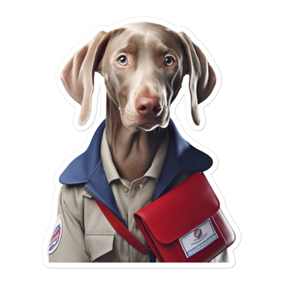 Weimaraner Mail Carrier Sticker - Stickerfy.ai