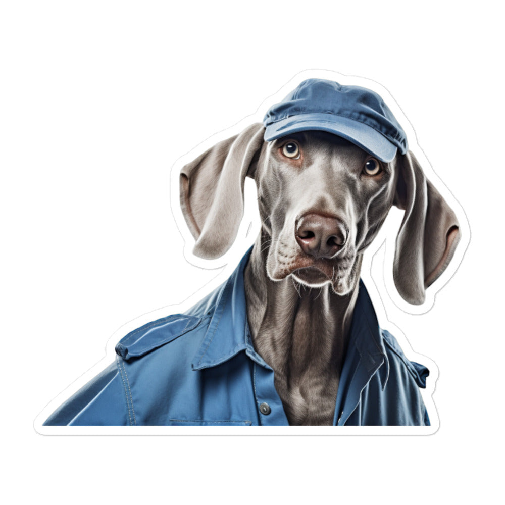 Weimaraner Janitor Sticker - Stickerfy.ai