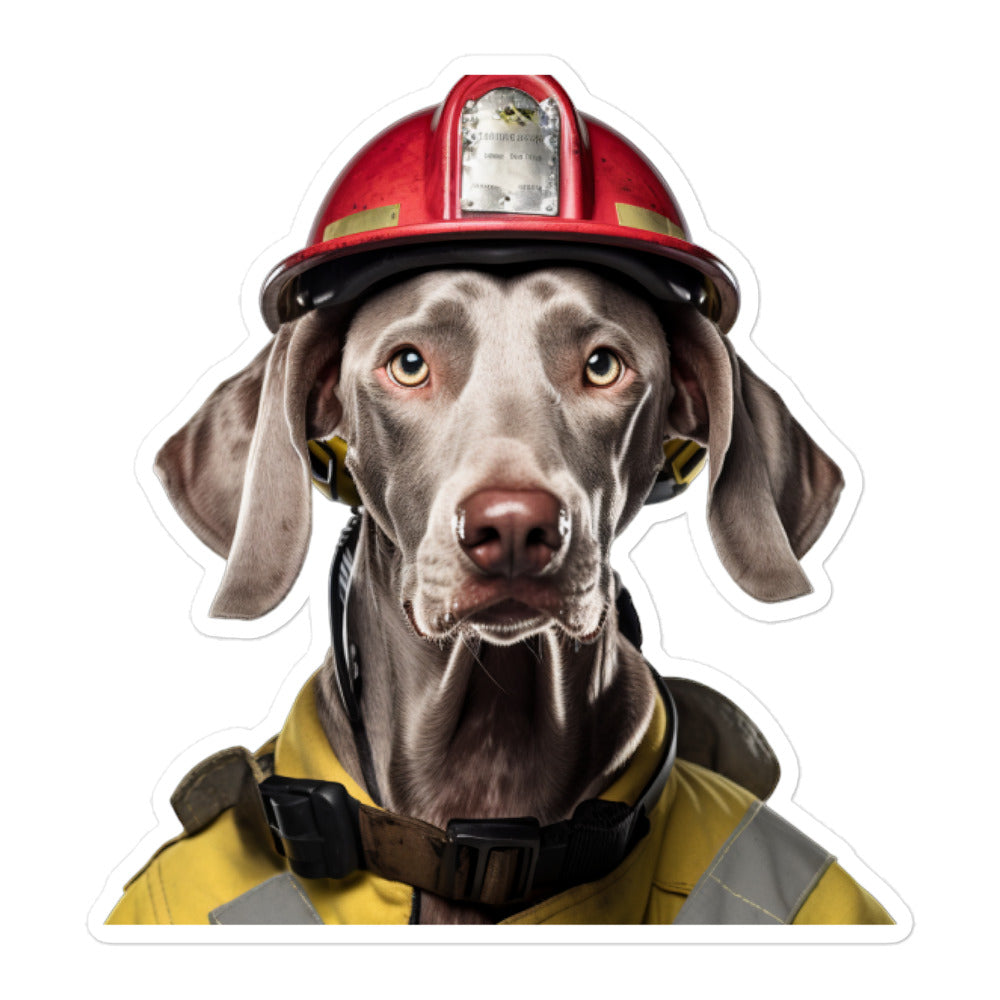 Weimaraner Firefighter Sticker - Stickerfy.ai