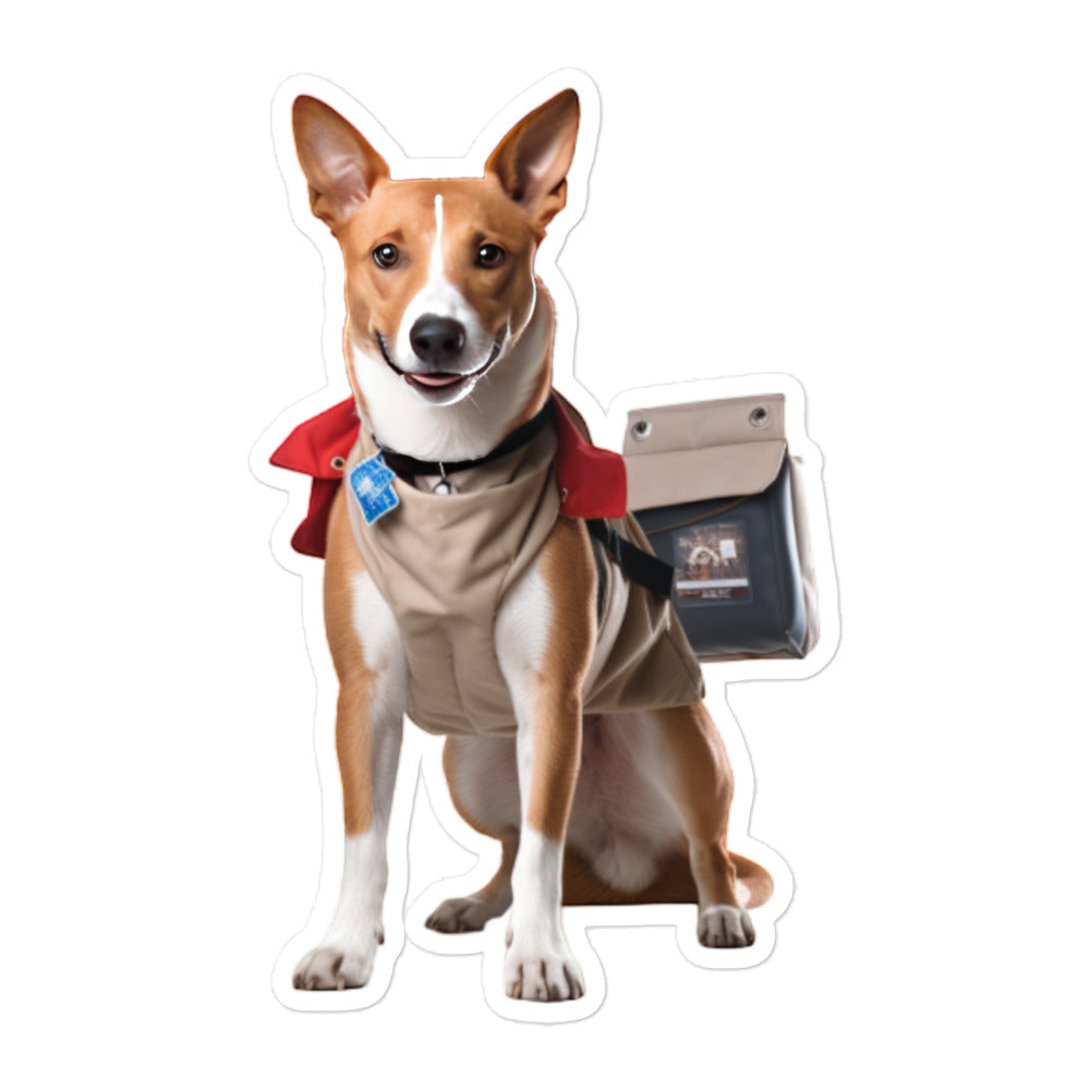 Basenji Mail Carrier Sticker - Stickerfy.ai