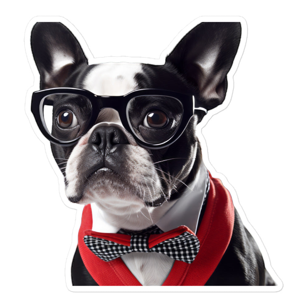 Boston Terrier Student Sticker - Stickerfy.ai