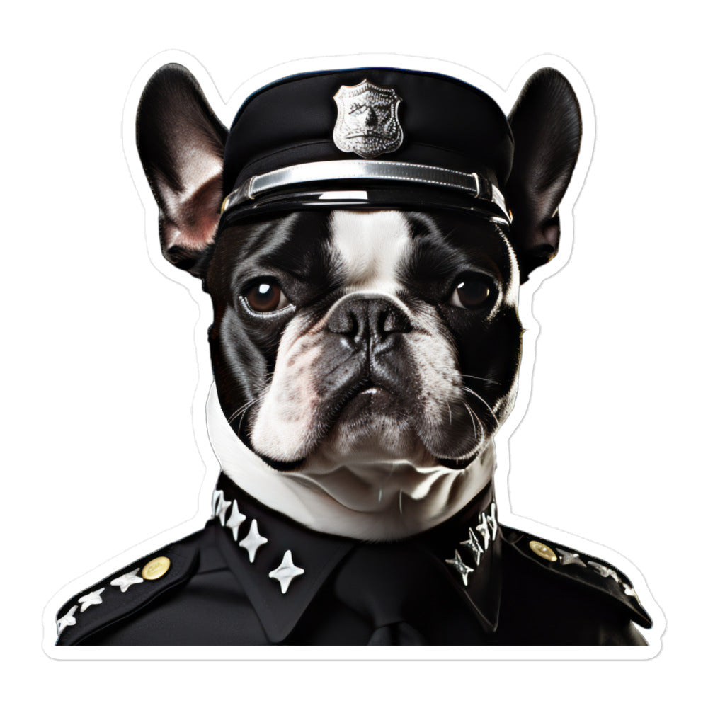 Boston Terrier Security Officer Sticker - Stickerfy.ai