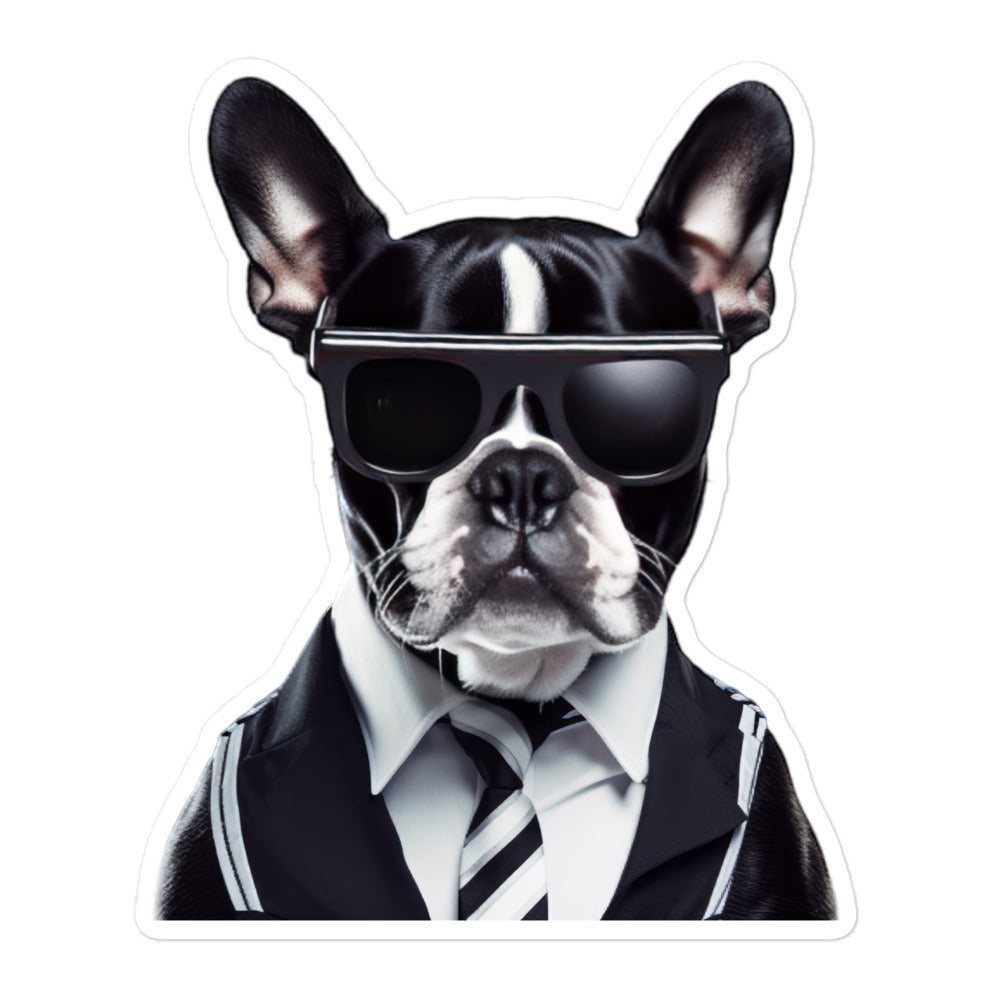 Boston Terrier Security Officer Sticker - Stickerfy.ai