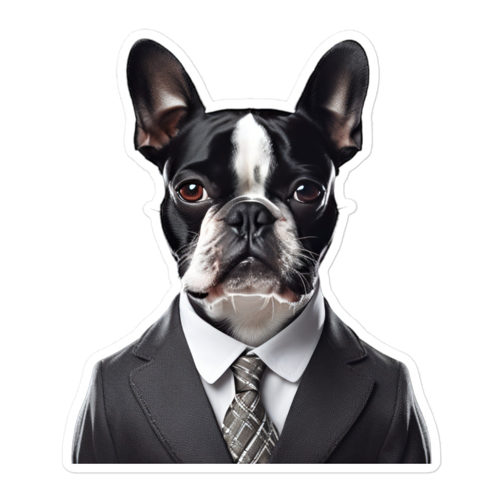 Boston Terrier Sales Consultant Sticker - Stickerfy.ai