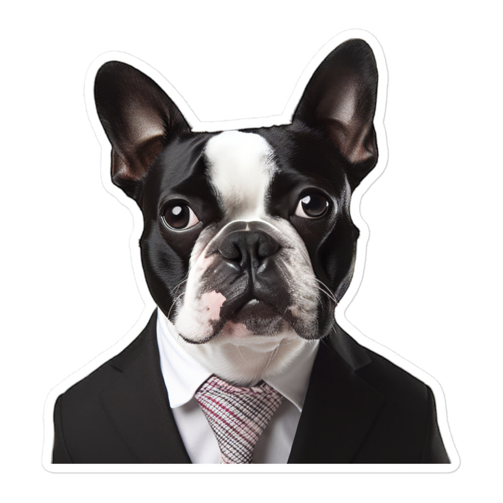 Boston Terrier Sales Consultant Sticker - Stickerfy.ai