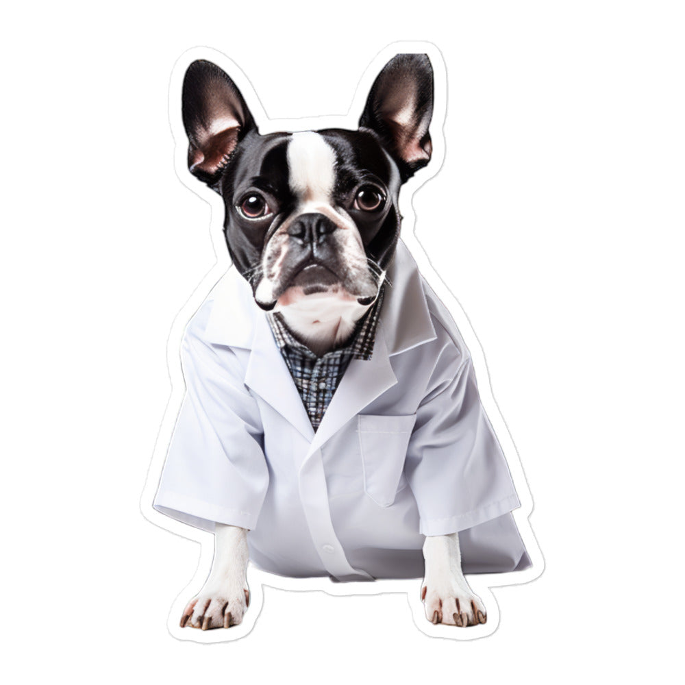 Boston Terrier Pharmacist Sticker - Stickerfy.ai