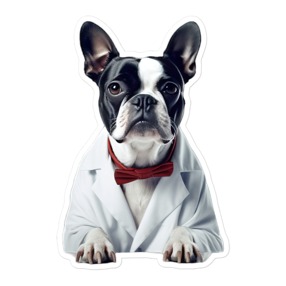 Boston Terrier Pharmacist Sticker - Stickerfy.ai