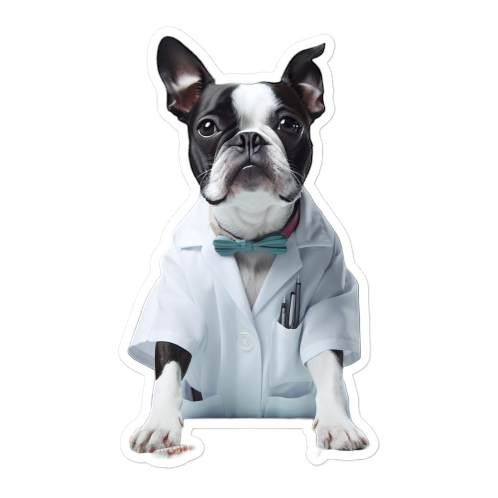 Boston Terrier Pharmacist Sticker - Stickerfy.ai