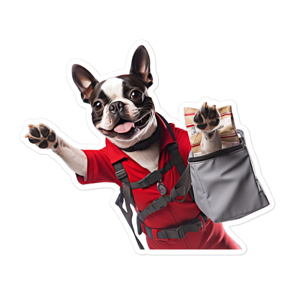 Boston Terrier Mail Carrier Sticker - Stickerfy.ai