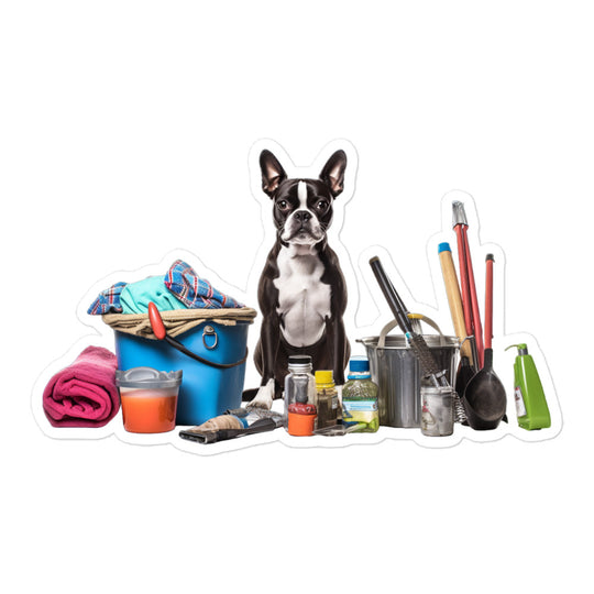 Boston Terrier Janitor Sticker - Stickerfy.ai