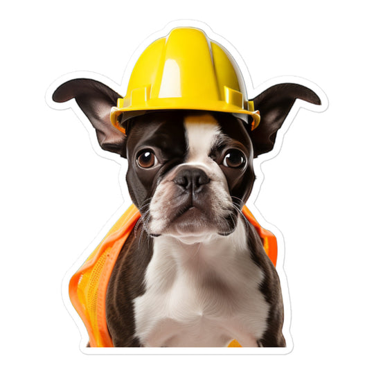 Boston Terrier Contractor Sticker - Stickerfy.ai
