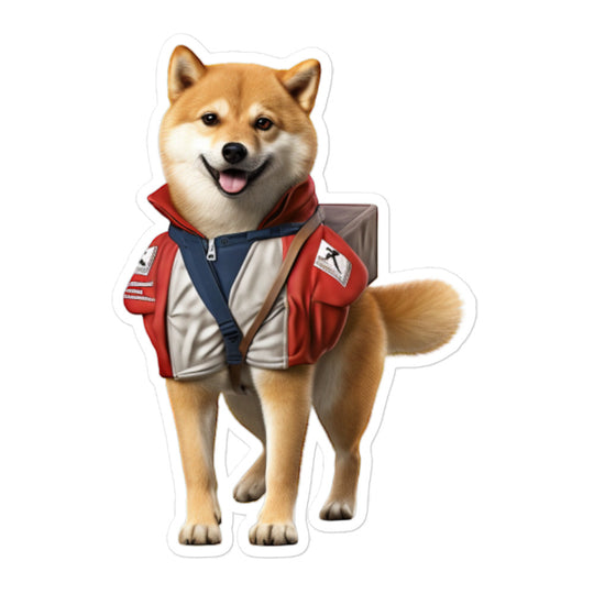 Shiba Inu Mail Carrier Sticker - Stickerfy.ai