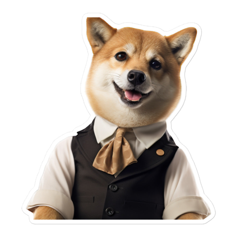 Shiba Inu Hotel Staff Sticker - Stickerfy.ai