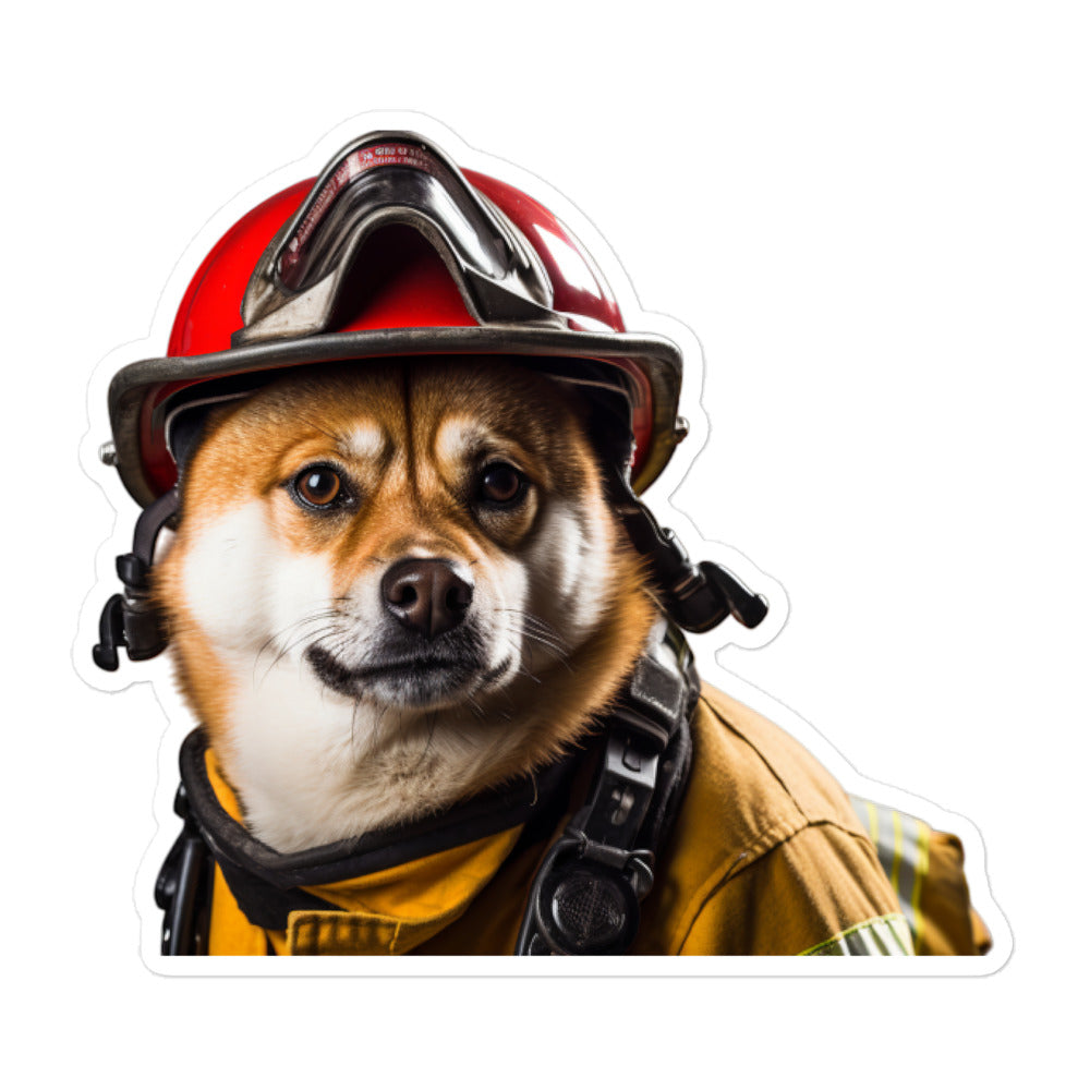 Shiba Inu Firefighter Sticker - Stickerfy.ai