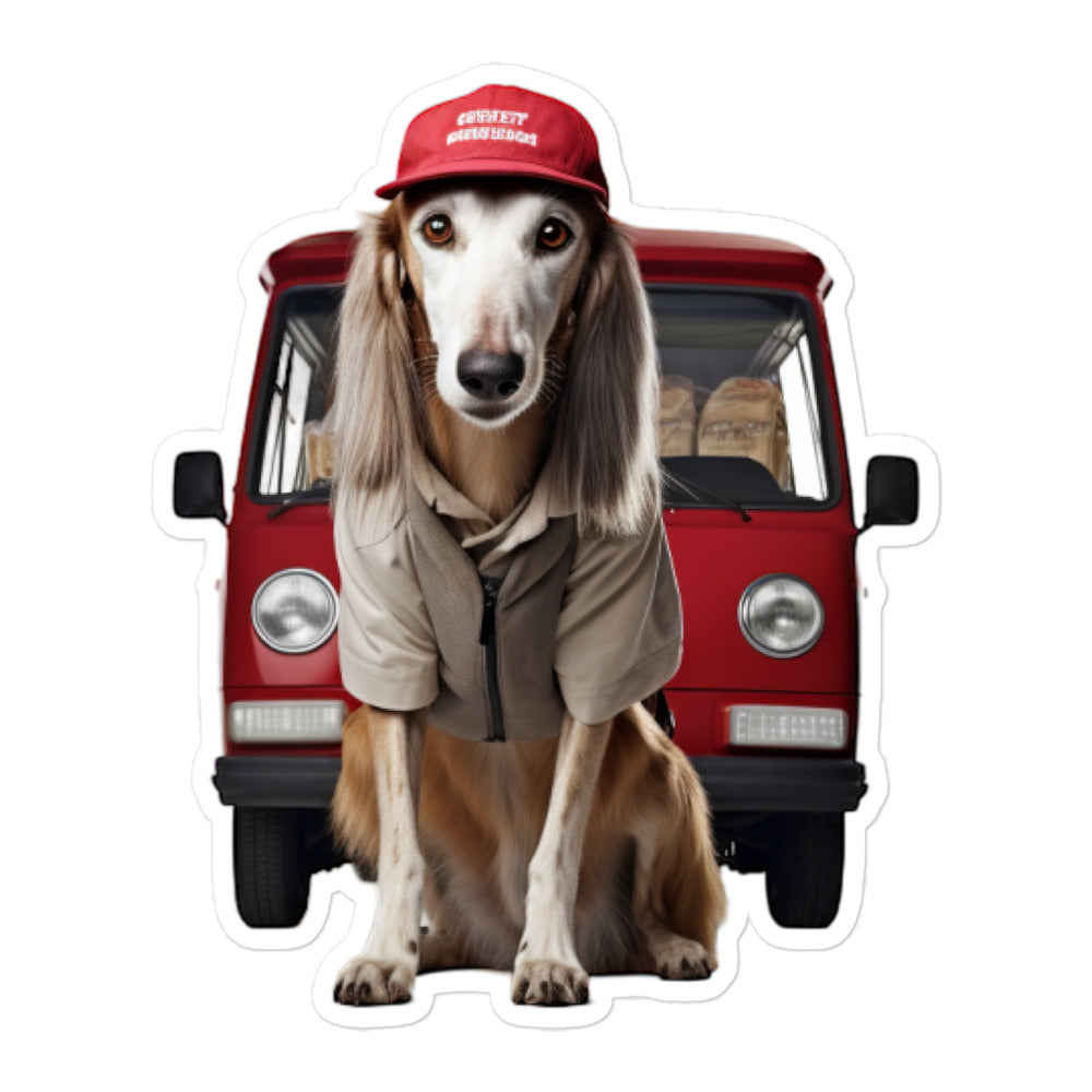 Saluki Mail Carrier Sticker - Stickerfy.ai