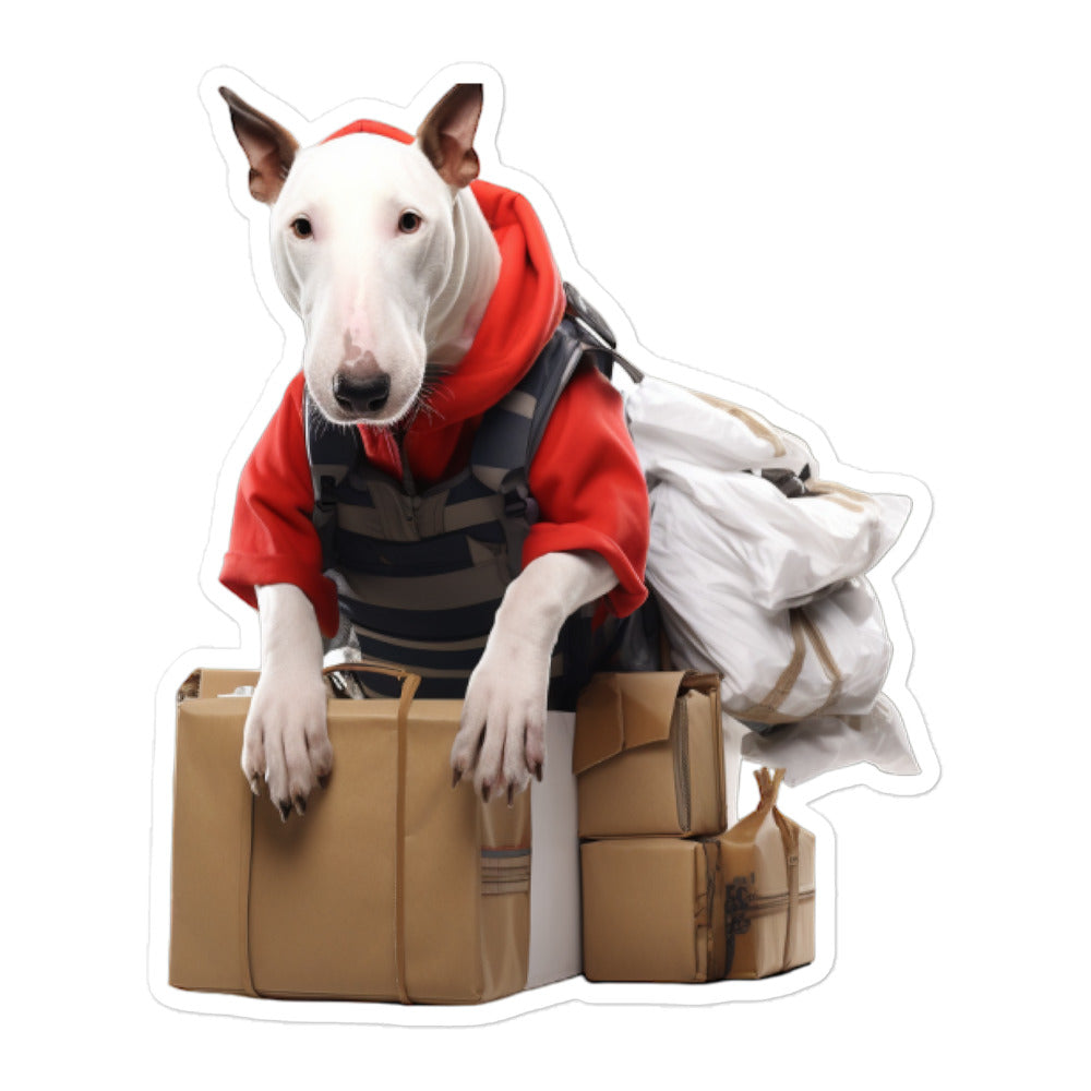 Bull Terrier Mail Carrier Sticker - Stickerfy.ai