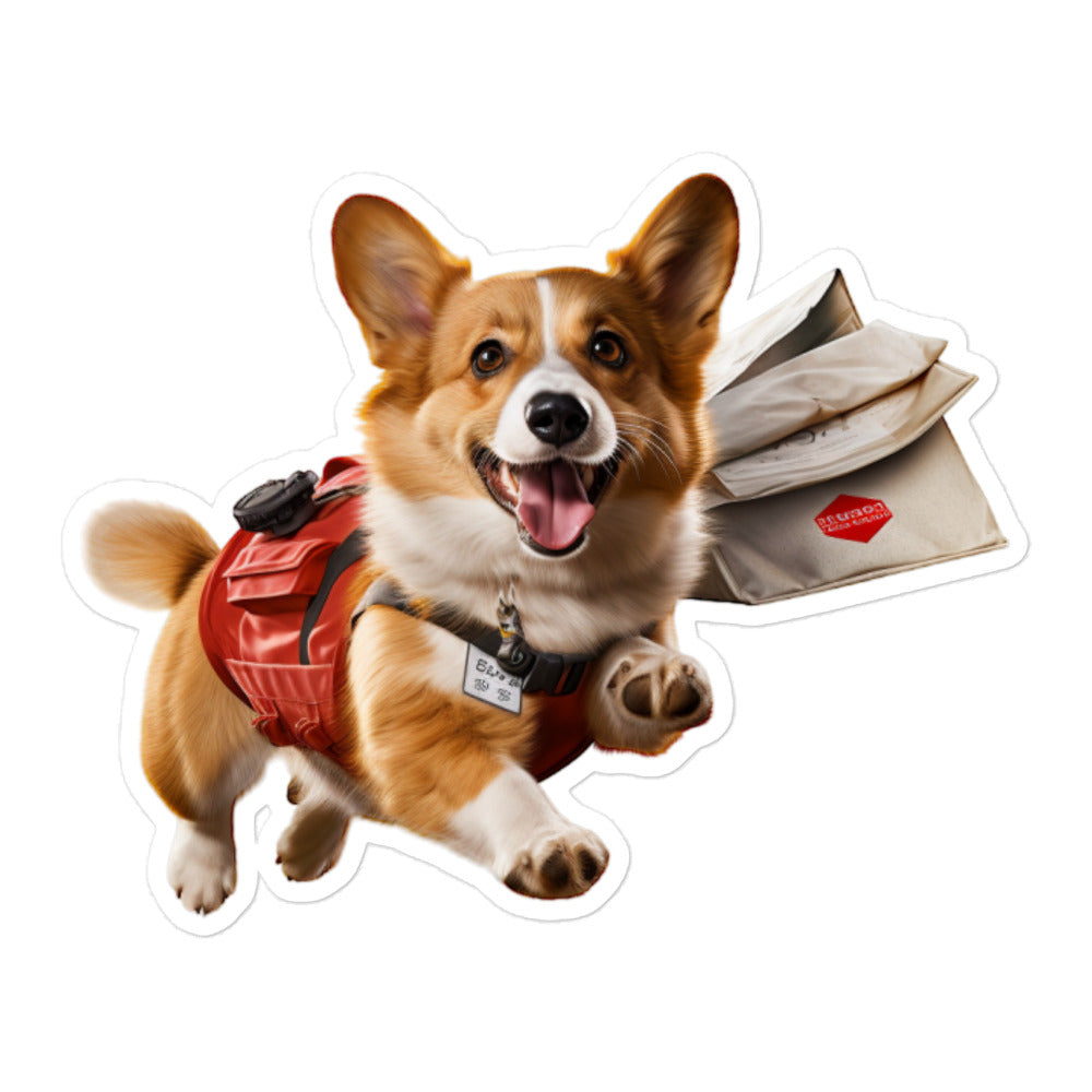 Welsh Corgi Mail Carrier Sticker - Stickerfy.ai