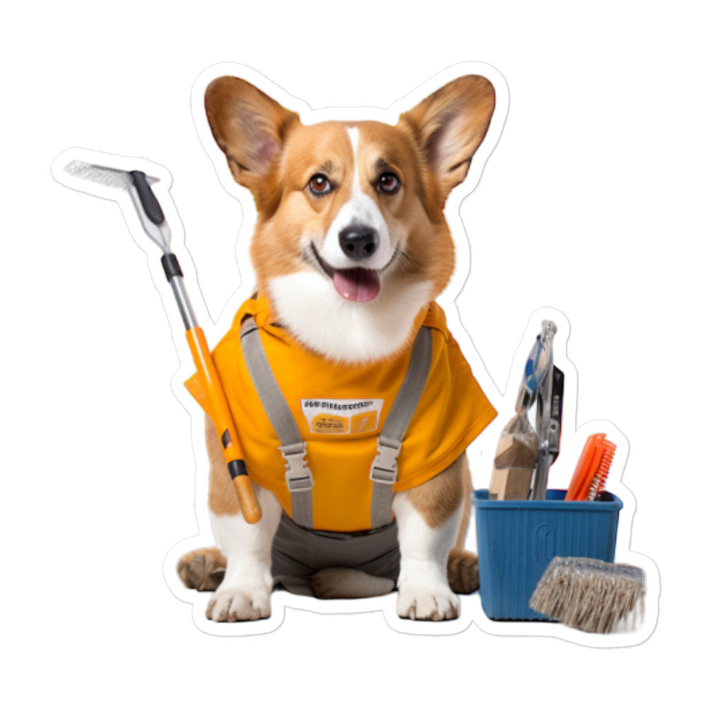 Welsh Corgi Janitor Sticker - Stickerfy.ai