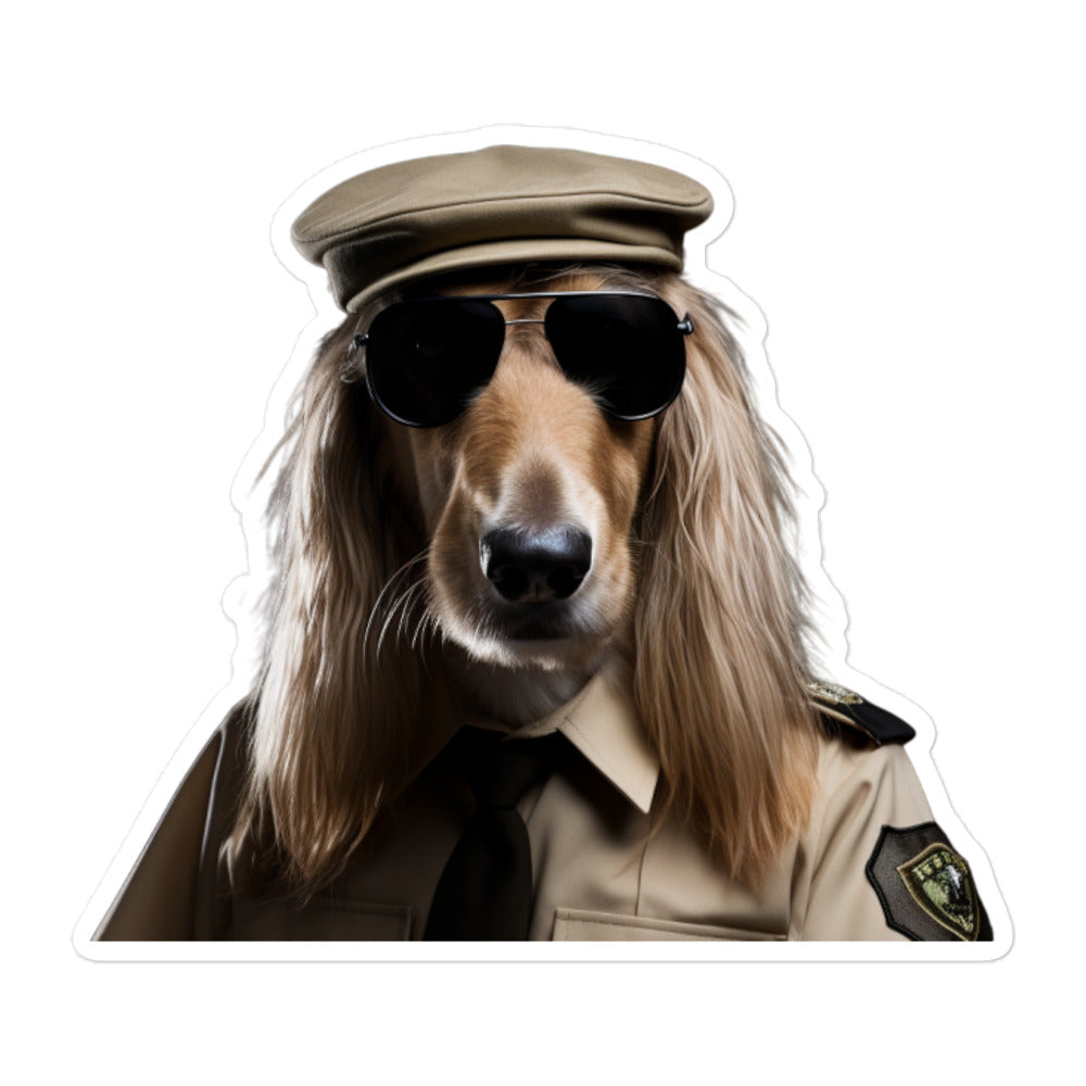 Afghan Hound Security Officer Sticker - Stickerfy.ai