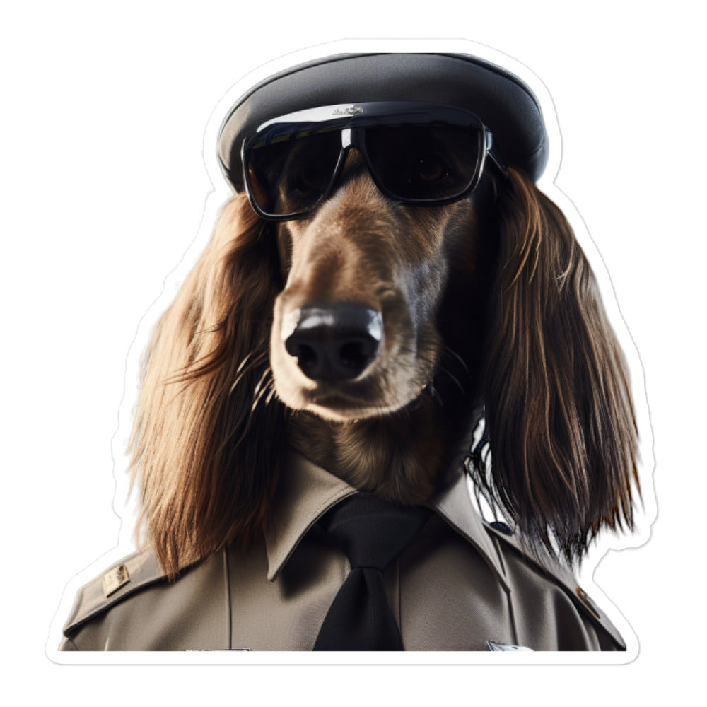 Afghan Hound Security Officer Sticker - Stickerfy.ai