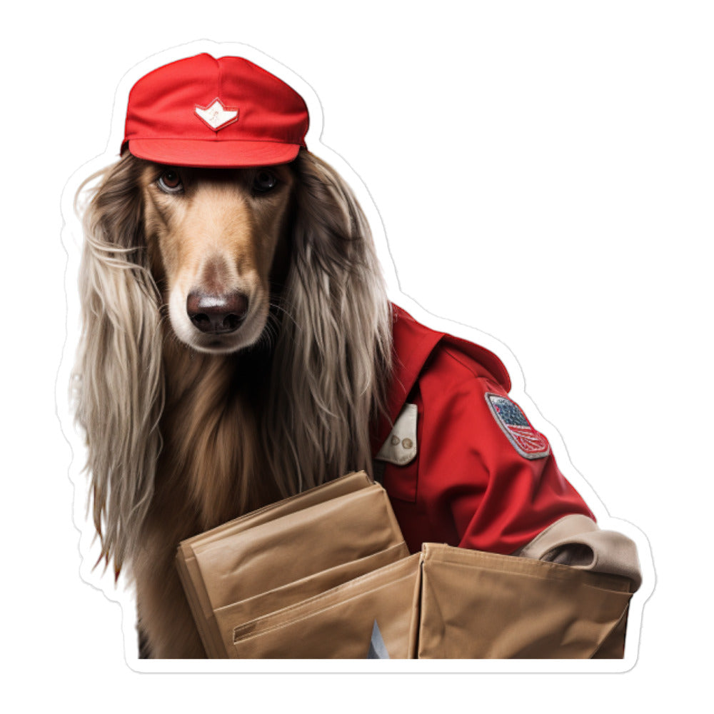 Afghan Hound Mail Carrier Sticker - Stickerfy.ai