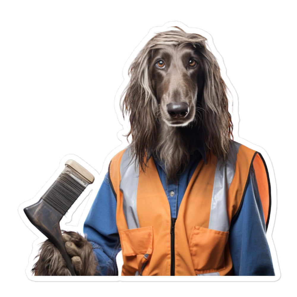 Afghan Hound Janitor Sticker - Stickerfy.ai