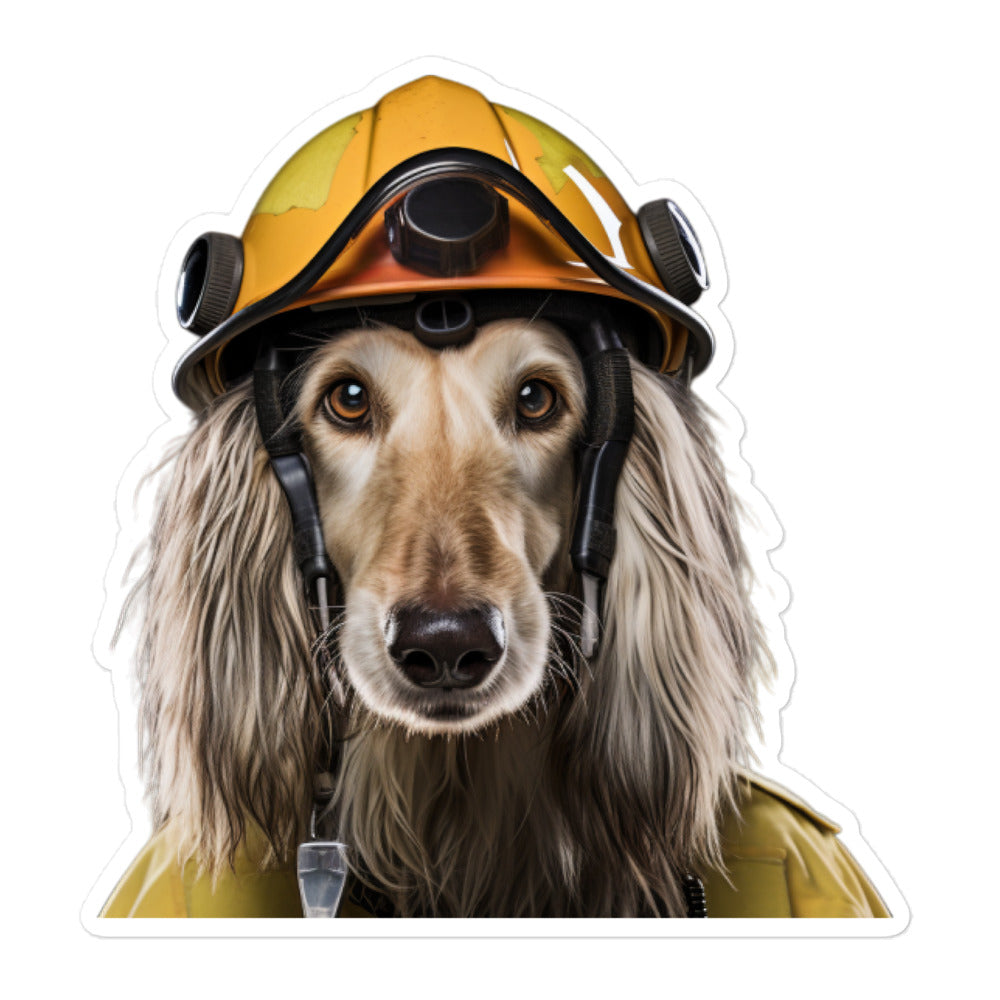 Afghan Hound Firefighter Sticker - Stickerfy.ai