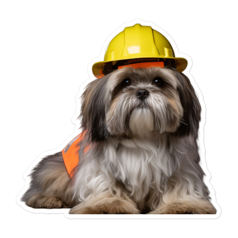 Lhasa Apso Contractor Sticker - Stickerfy.ai