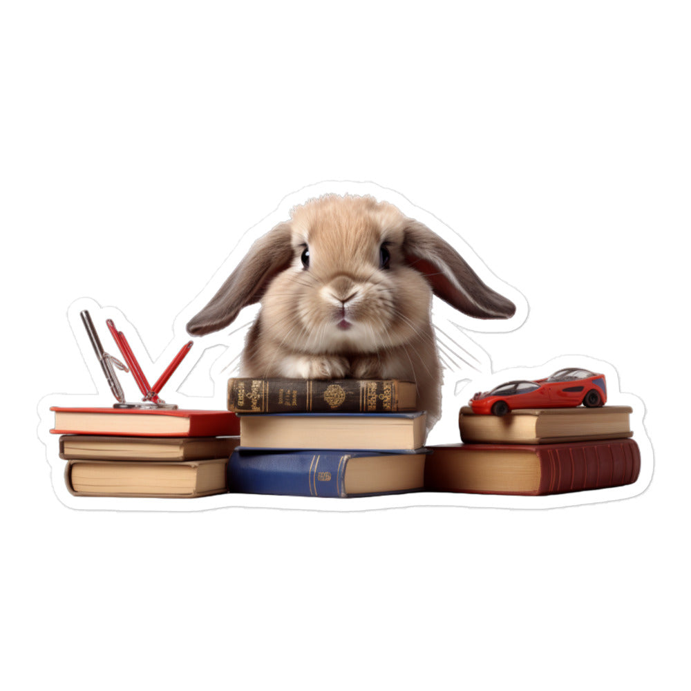 Britannia Petite Enthusiastic Student Bunny Sticker - Stickerfy.ai