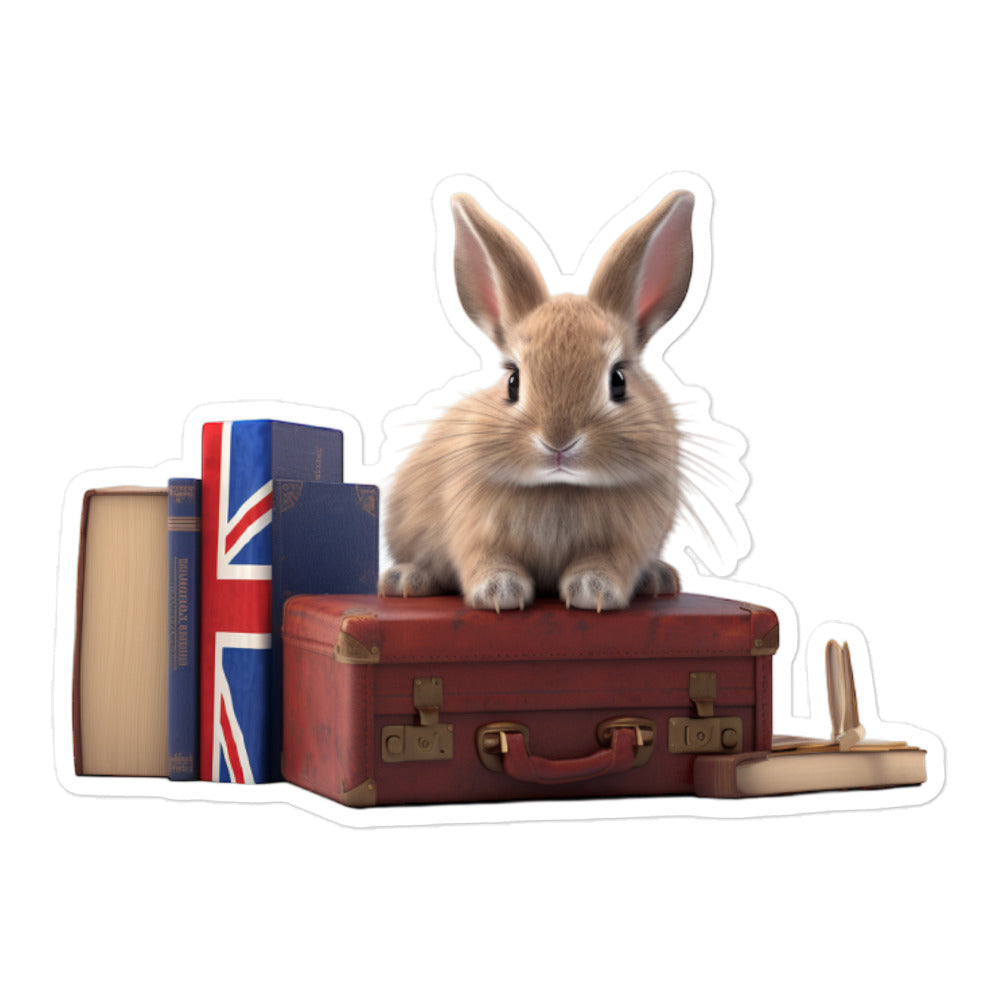 Britannia Petite Enthusiastic Student Bunny Sticker - Stickerfy.ai