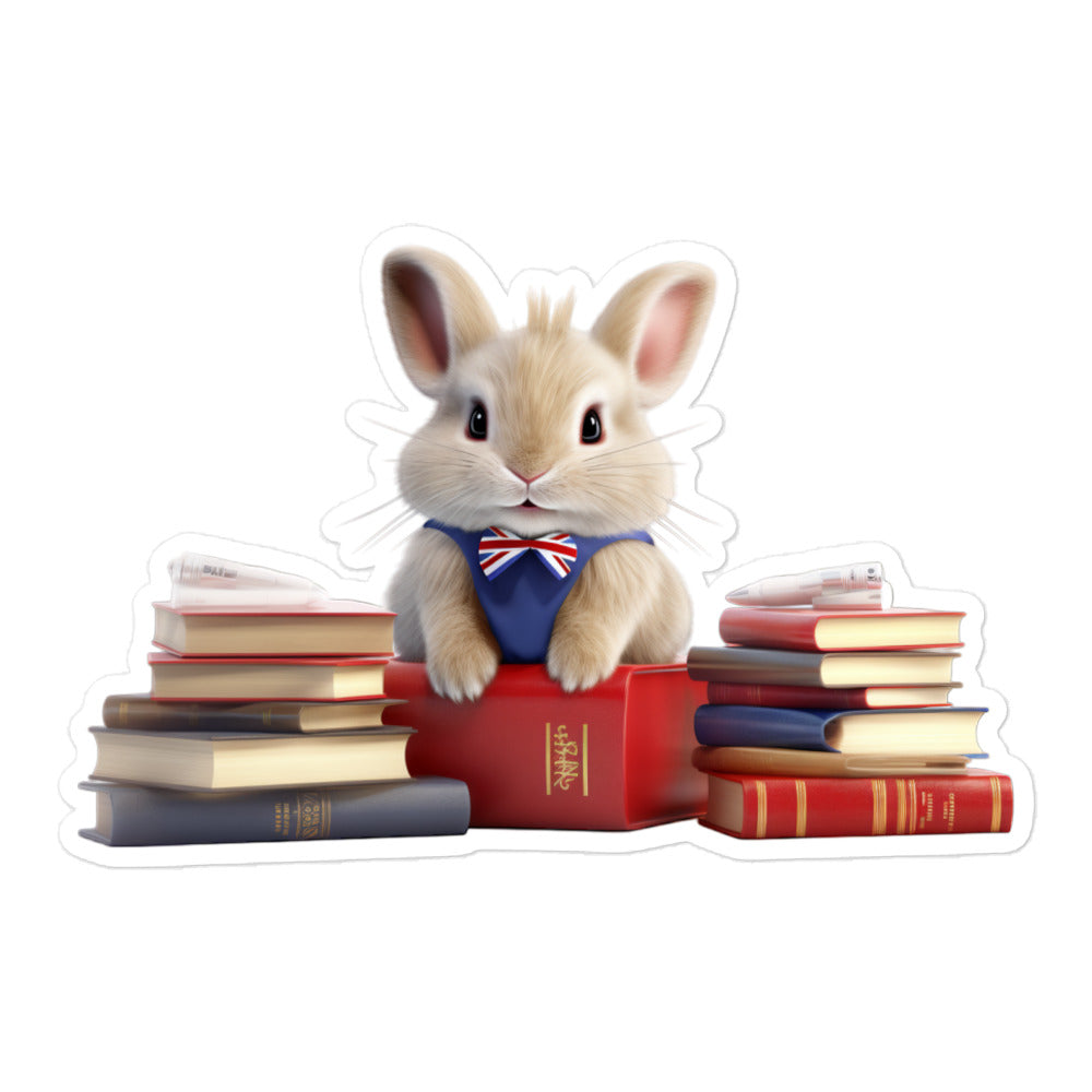 Britannia Petite Enthusiastic Student Bunny Sticker - Stickerfy.ai