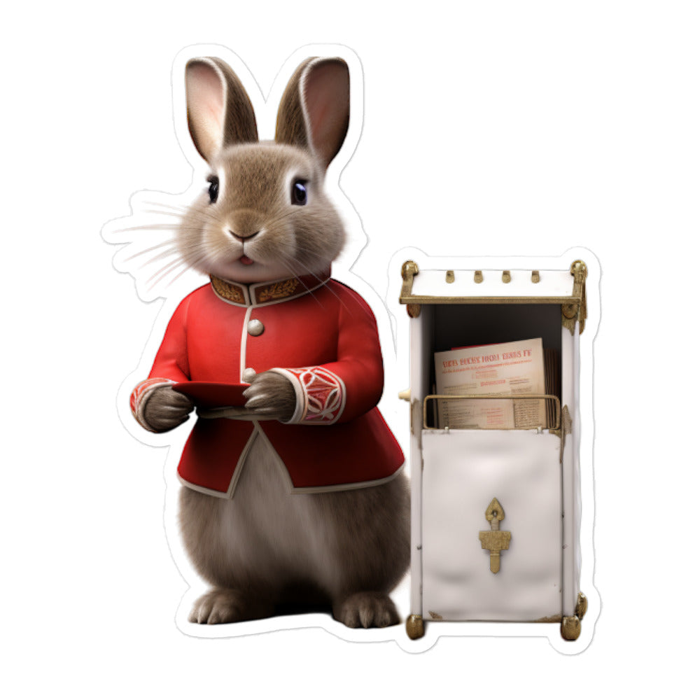 Britannia Petite Mail Carrier Bunny Sticker - Stickerfy.ai