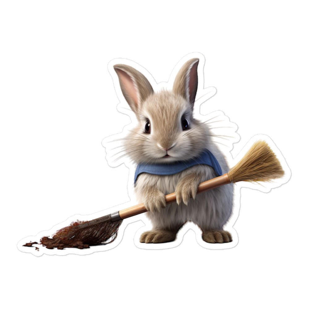 Britannia Petite Diligent Janitor Bunny Sticker - Stickerfy.ai