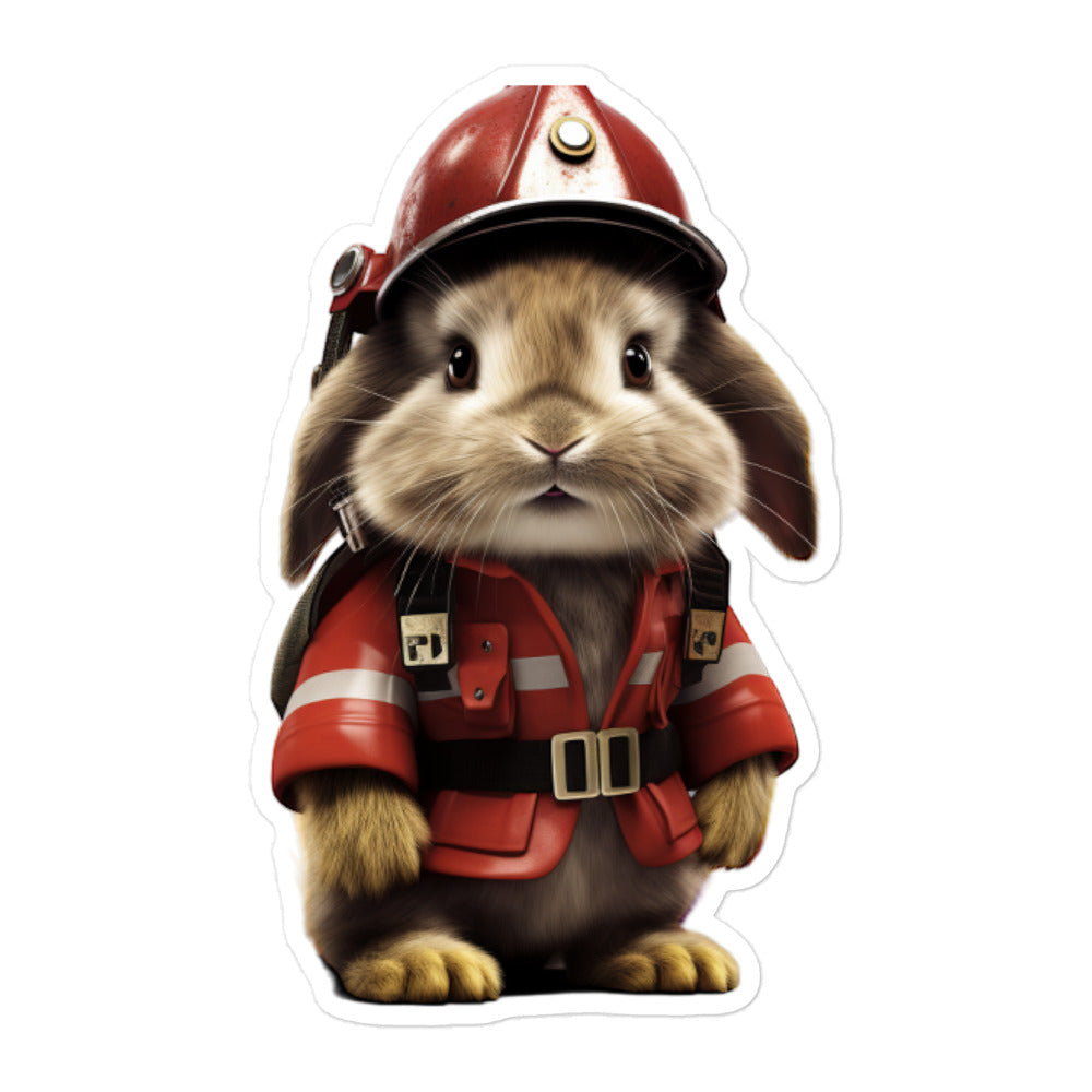 Britannia Petite Brave Firefighter Bunny Sticker - Stickerfy.ai