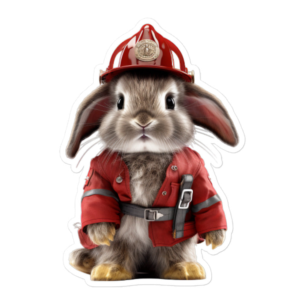 Britannia Petite Brave Firefighter Bunny Sticker - Stickerfy.ai